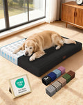 OhGeni Orthopedic Waterproof Top Surface & Machine Washable Dog Bed for Medium Large Pets, Cat Mat with 25D Egg Crate Foam, Non-Slip Bottom & Removable Cover, 36 Inches(Black)