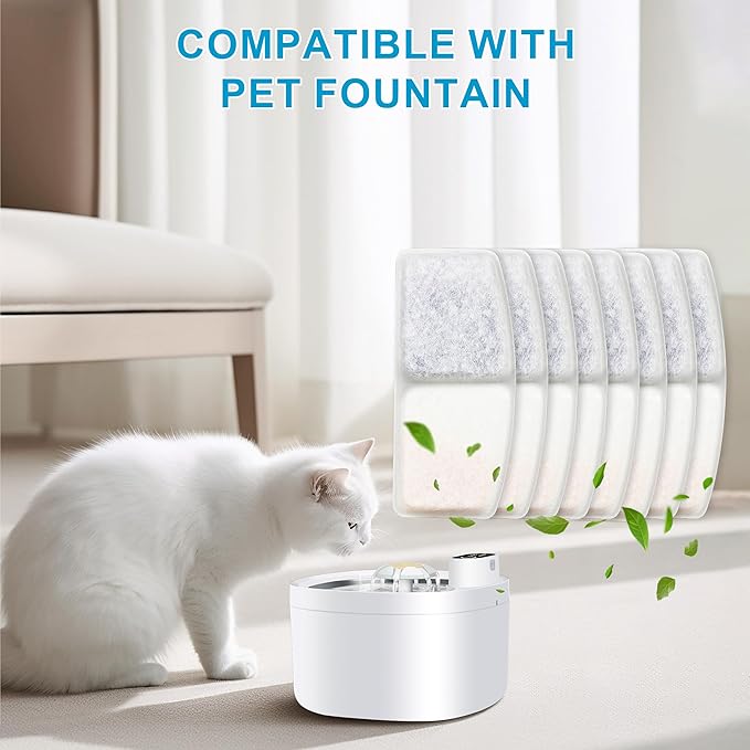 Cat Water Fountain Filters, 8 Pack Replacement Filters for Pet, Pre-Filter Sponges Set for Stainless Steel 67oz, 88oz, 95oz, 135oz Automatic Dog Pet Fountain Water Dispenser
