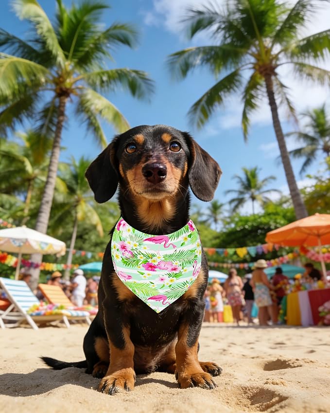 PET SHOW 50 Pack Hawaiian Dog Bandanas Bulk for Small Medium Dogs Puppys Washable Adjustable Pet Scarf Triangle Bibs for Dogs Cats Red Pink Decorative Grooming Accessories