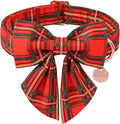 Christmas Dog Collar with Bow Tie, Cotton Christmas Plaid Collar for Medium Girl Boy Dog,Red &Green Plaid Dog Collar Bowtie with Durable Metal Buckle,Adorable Pet Collar,XL,Neck 16-26in