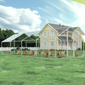 4ever2buy Large Metal Chicken Coop with Run Walk-in Poultry Cage Chicken Runs House Pen Cage Spire Roofed Chicken Coops with Anti-Ultraviolet Cover for Outdoor Backyard Farm Use 9.5’Lx24.9’Wx6.4’H