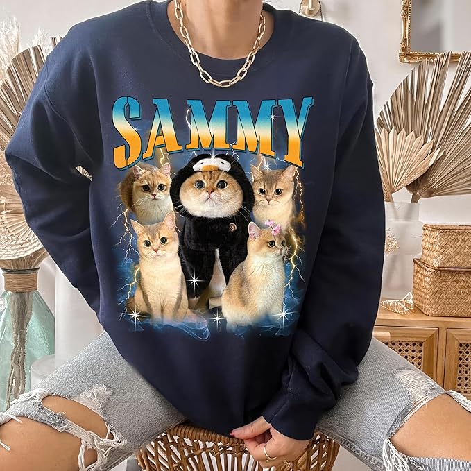 H-DEWALL Custom Shirts Custom Bootleg Rap Shirt for Him Custom Face Shirt with Photo Pet Custom Tees Gift for Dog Cat Lover