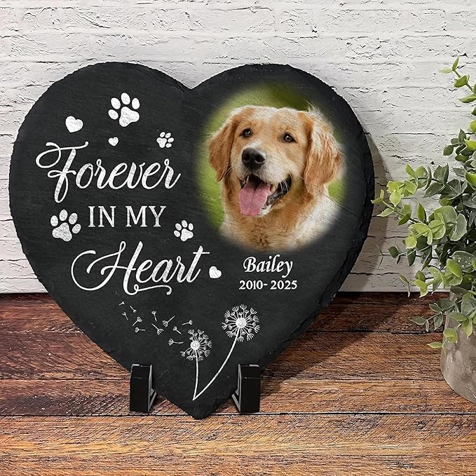 Personalized Dog Memorial Stone with Photo and Name Custom Pet Remembrance Plaque Sympathy Keepsake for Loss of Dog Outdoor Grave Garden Memorial Decor