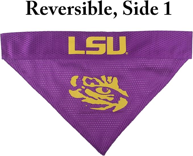 Pets First Collegiate Pet Accessories, Reversible Bandana, LSU Tigers, Small/Medium