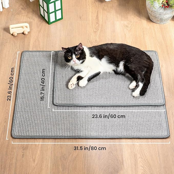 Cat Scratcher Mat,Natural Sisal Cat Scratch Pad,Horizontal Floor Cat Scratching Pads Rug for Indoor Cats Grinding Claws Nails,Cat Furniture Protector for Couch & Carpets & Sofas