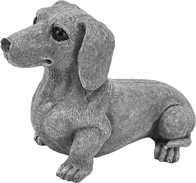 Dachshund Statue 6.7'' x 4.7'' Garden Decor for Dog Lovers Spring Summer Home Lawn Patio Backyard Outdoor Decoration Gift Indoor Resin Sculpture Figurine Memorial Ornament Wear-Resistant Waterproof