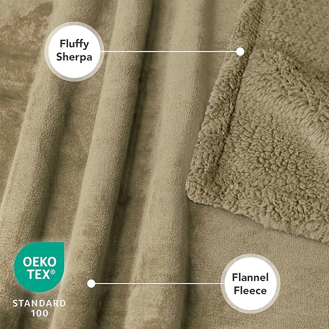 PetAmi Dog Blanket for Bed, XL Pet Blanket Large Dogs, Fleece Furniture Couch Cover Protector Sofa Car Crate Kennel, Soft Sherpa Cat Throw Plush Reversible Washable, Twin 60x80 Solid Taupe