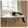 K&H Pet Products Kitty Sill Heated Cat Window Perch for Large Cats, Orthopedic Window Hammock Bed Holds 40LBS, Washable Cover, Kitty Windowsill Bed Seat for Indoors - Cream Fleece, Heated, 14 X 24in