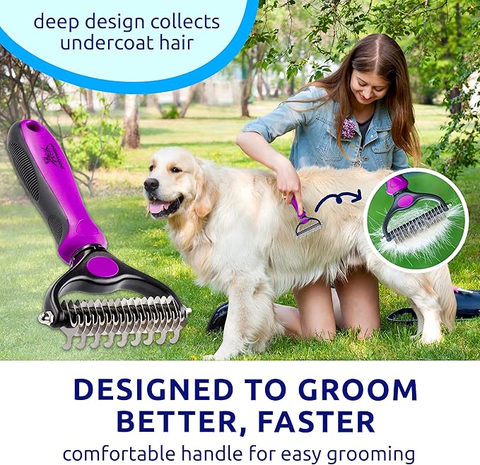 Pat Your Pet Deshedding Dog Brush For Shedding – Cat Brushes For Indoor Cats, Double-Sided Cat Brush Deshedding & Grooming Tool For Long Haired And Short Haired Dogs, Skin-Friendly