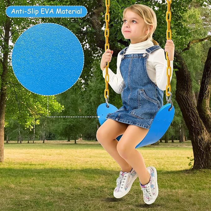 Sunnyglade 2PCS Swings Seats Heavy Duty with 66" Chain, Playground Swing Set Accessories Replacement with Snap Hooks, Support 250lb (2, Blue)