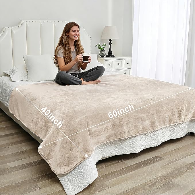 Waterproof Blanket for Pets – Ideal for Couch & Bed Splash Proof Sherpa Throw, Leakproof TPU Layer, Stain Resistant Washable Bed Protector – Khaki, 60"x40"