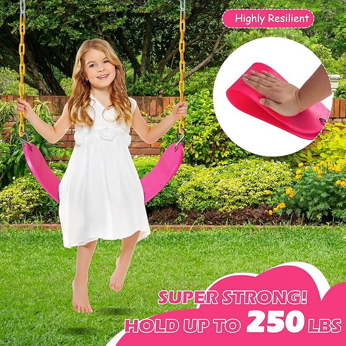 Sunnyglade 8PCS Swings Seats Heavy Duty with 66" Chain, Playground Swing Set Accessories Replacement with Snap Hooks, Support 250lb (8, Pink)