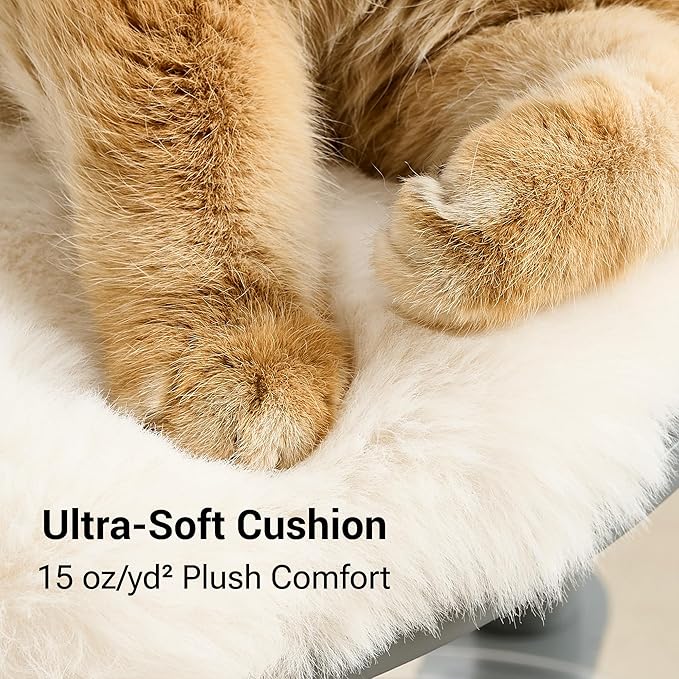 Modern Cat Tree Tower for Indoor Cats up to 12lbs, 34" H Furniture-Style Metal Cat Tower with Scratching Posts, Wood Cat Bed with Soft Plush Cushion Washable, Acrylic Capsule, Dove Gray