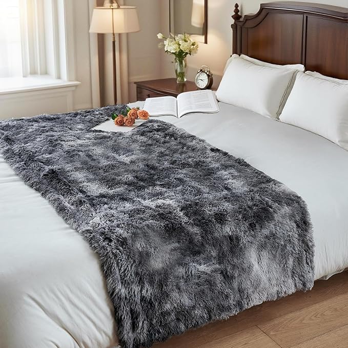 gogobunny Waterproof Dog Blanket for Couch & Furniture Protection - Super Soft Reversible Throw for Large Dogs & Cats, Calming Washable Fur & Sherpa Pet Blanket(33x77 Inch, Tie-dye Grey)