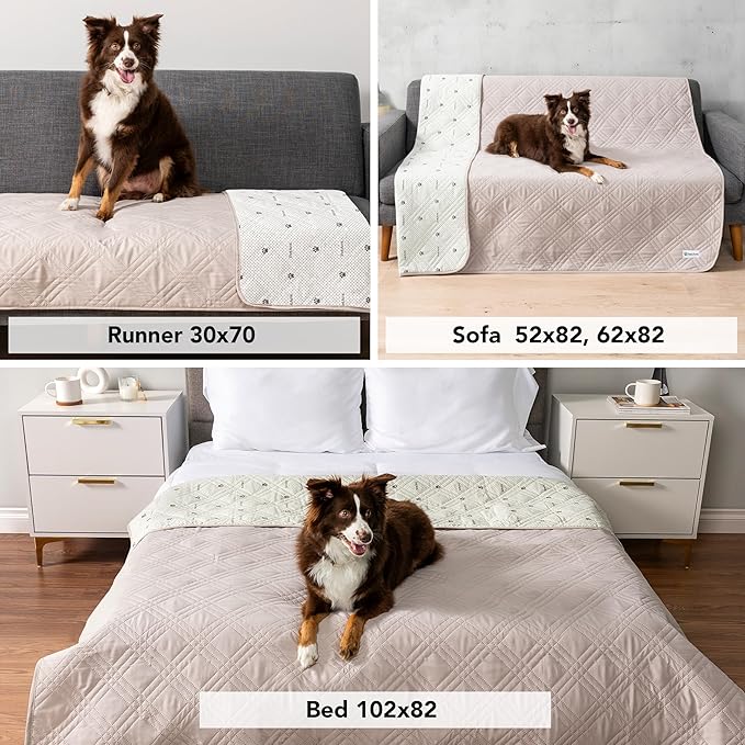 PetAmi Waterproof Couch Cover for Dogs, Reversible Furniture Cover Sofa Protector for Pet Cat Bed, Washable Blanket Dog Cover for Couch Seat, 68x82 Beige
