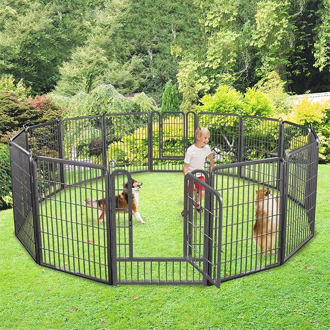 Dog Playpen, 40 inch 14 Panels Dog Pen Indoor Pet Dog Fence Outdoor for Yard Metal Puppy Playpen Pet Exercise Pen Rustproof Portable Dog Fence for RV Camping
