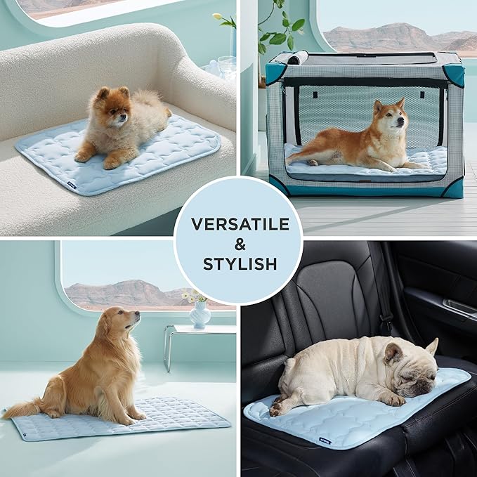 Bedsure Cooling Mat for Medium Dogs – 29x21 Thin Washable Cooling Pet Pad for Cat, QMAX>0.5, Portable Kennel Puppy Bed for Summer, Non-Slip Summer Crate Pad for Dog Up to 25 lbs