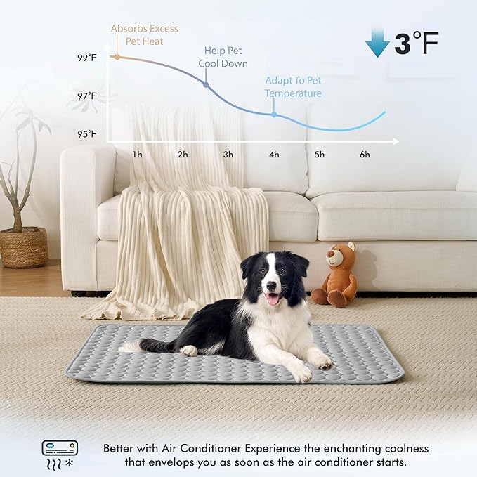 MICROCOSMOS Summer Cooling Mat & Sleeping Pad- Water Absorption Top, Materials Safe, Easy Carry, EZ Clean. Keep Cooling for Pets, Kids and Adults.(Grey, 48" x48")