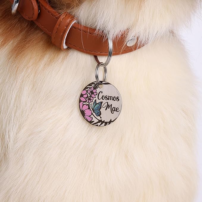 Colorful Dog Tags Personalized, Engraved Dog Tags with Colored Printing for Pets, Dog Name tag with deep Engraving, Custom pet ID Tags, Customizable cat Collar Holder tag (Cosmos)