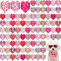 Youyole 120 Pcs Valentine's Day Dog Bandana Bulks Love Dog Bandanas Valentine's Day Pet Scarf Soft Cat Triangle Scarves Pet Bandana Red Pink Heart Bibs for Small and Medium Breed