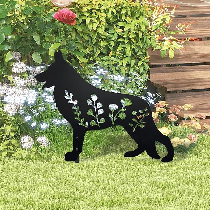 German Shepherd Garden Stake - Handcrafted Outdoor Decor for Dog Lovers, Durable Yard Art Statue