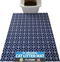 Drymate Cat Litter Box Mat, Litter Trapping Mat, Waterproof, Urine-Proof, Absorbent, Machine Washable, Soft on Paws, Contains Mess, Protects Floors, Kitten Supplies, Indigo, 29x36 XL