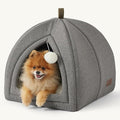 Bedsure Cat Beds for Indoor Cats - 2 in 1 Cat Cave House Tent for Kittens and Small Pets with Removable Washable Cushioned Pillow, Foldable Kitten Hideaway with Non-Slip Bottom, Grey, 17.3 inches