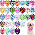 30 Pcs Tie Dye Dog Bandanas for Small Dogs Medium Stitch Dog Bandana Bulk Reversible Print One Side Large Polyester Scarves Party Grooming M