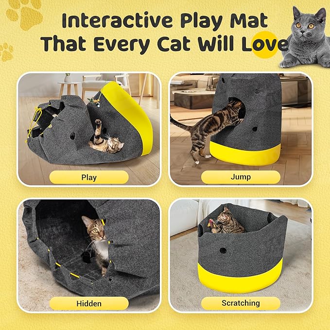 Cat Play Bag Collapsible Cat Activity Center Mat Play Rug Cats Activity Adventure Carpet Cats Tunnel Bags Drill Sleeping Bag Crinkle Bags for Indoor