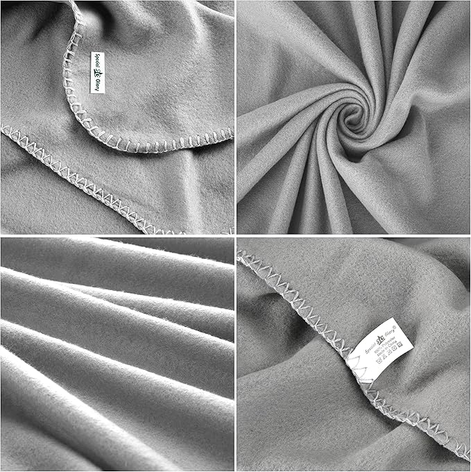 Fleece Throw Blankets Bulk Fleece Blankets Solid Wholesale Lightweight Warm Soft for Pet Bed Sofa Couch Office Wedding Gifts Travel Seasons Grey and Pink 50x60 Inches Pack of 6