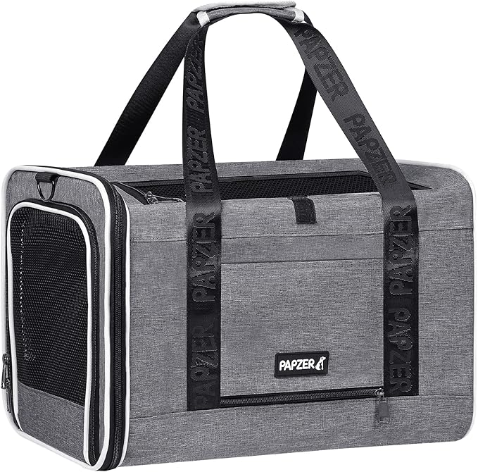 Top Loading Medium Cat Carrier with Privacy Curtain, Soft-Sided Small Pet Travel Crate Vet Visit, Little Puppy Dog Kennel Bag Suitcase Luggage Sleeve, 18x11x11 Inch Grey