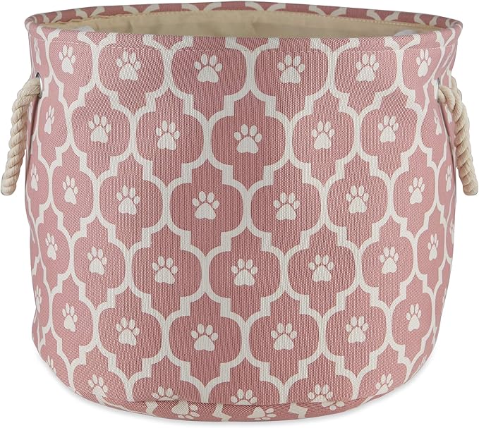Bone Dry 6192 Pet Storage Collection Lattice Paw Print, Medium Round, Rose