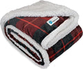 PetAmi Dog Blanket for Bed, XL Pet Blanket Large Dogs, Fleece Furniture Couch Cover Protector Sofa Car Crate Kennel, Soft Sherpa Cat Throw Plush Reversible Washable, Twin 60x80 Plaid Red