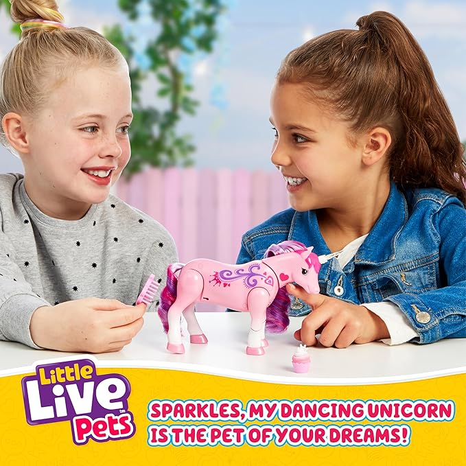 Little Live Pets Sparkles The Unicorn Toy, Musical Dancing Pony Toy with Light Up Rainbow Horns, Interactive Animal Toys for Kids of Ages 5+