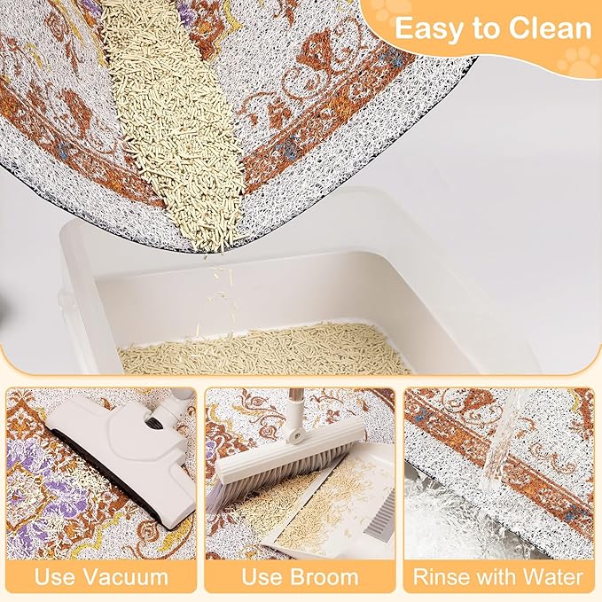 Bienbee Cat Litter Mat, 40" x 30" Jumbo Size Litter Box Mat Rug with Non-Slip Bottom, Urine and Water Proof, Easy to Clean Cat Supplies Essentials for Indoor Kitty Kitten Floor,Brown XL