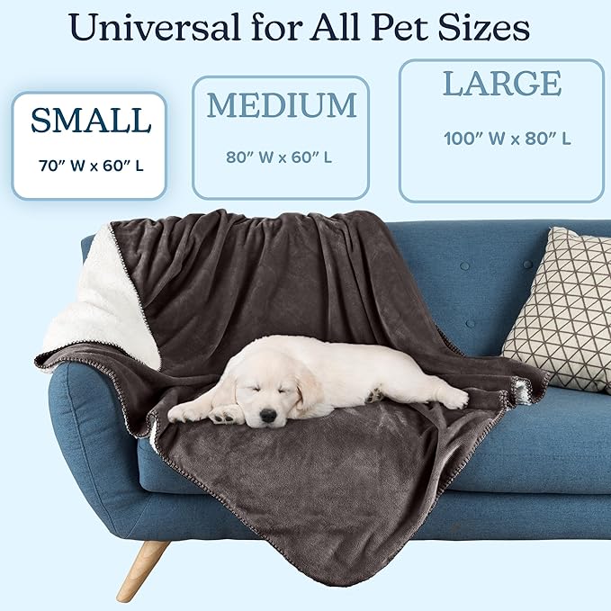 PETMAKER Dog Blanket - 60x70in Reversible Sherpa Blanket - Throw Blankets for Bed, Couch, or Car - Machine Washable Puppy Essentials (Charcoal)