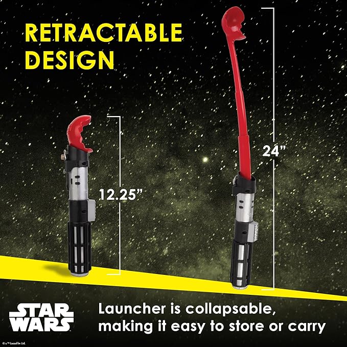 STAR WARS for Pets Lightsaber Ball Launcher for Dogs – Darth Vader Themed Retractable Dog Ball Thrower with Tennis Balls, Launches Up to 150 Feet