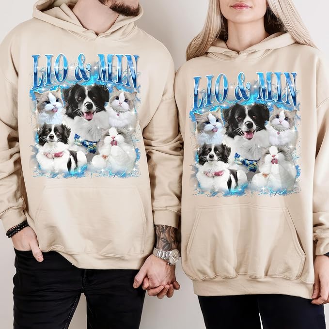 Mit & Mia Custom Your Own Bootleg Rap Shirts for Boyfriend Girlfriend Face Shirt with Photo Gift for Him Her Pet Lovers