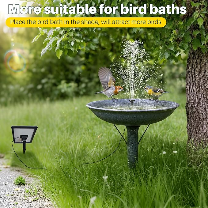 Biling 5.5W Solar Fountain Pump for Bird Bath, DIY Solar Water Pump with Double-Layer Nozzles & Dry-Run Protection 5 FT Tubing for Birdbath, Garden Ponds, Water Features
