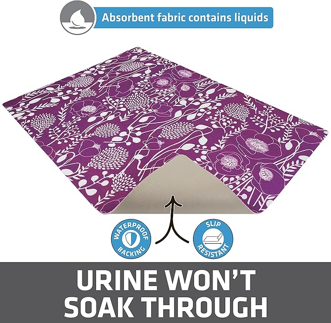 Drymate Cat Litter Box Mat, Litter Trapping Mat, Waterproof, Urine-Proof, Absorbent, Machine Washable, Soft on Paws, Contains Mess, Protects Floors, Kitten Supplies, Purple, 20x28