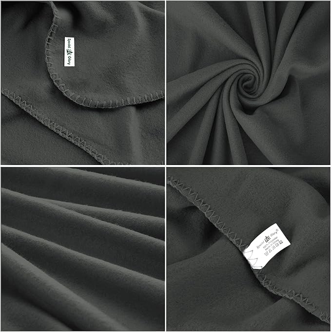 Fleece Throw Blanket Set Bulk for Travel Kids Outdoor Wedding Pet (Black Grey, Pack of 6 50x60 Inches)