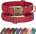 Didog Soft PU Leather Dog Collar, Stylish Quick Released Dog Collars for Small Dogs, Easy Clean Adjustable Pet Collar for Daily Walking, Red, S Fit 10-16" Neck