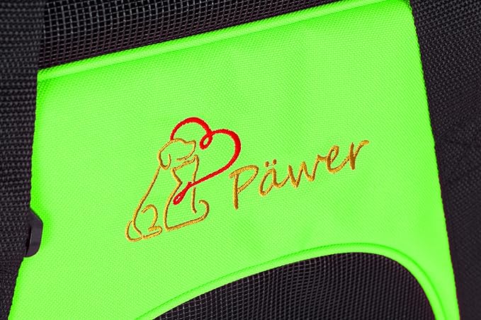 Pawer Soft-Sided Pet Carrier for Cat and Small Dog,Bright Green Color,Medium Size,Washable Cloth Airline Approved Travel Tote,with 2 Mesh Opens and a Strap for Carry,Multiple Colors Available