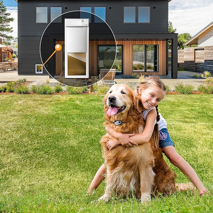 Power Pet Automatic Electronic Pet Door by High Tech Pet - Pet Operated Dog Door, High Security, Air Tight, for Large Dogs 30-100 lbs. (12 1/4" x 16" Pet Opening), Door Mount, Easy Install - PX-2DM
