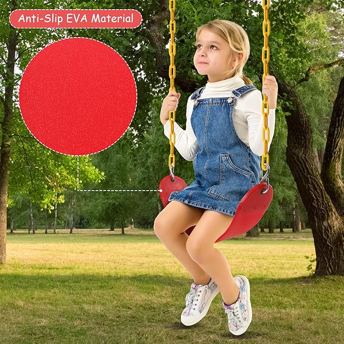 Sunnyglade 2PCS Swings Seats Heavy Duty with 66" Chain, Playground Swing Set Accessories Replacement with Snap Hooks, Support 250lb (2, Red)