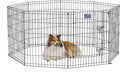 MidWest Homes for Pets Folding Metal Dog Exercise Pen, Indoor/Outdoor Playpen with Secure Door, Provides 16 Sq Feet of Play Space, 30-Inches Tall, Black E-Coated