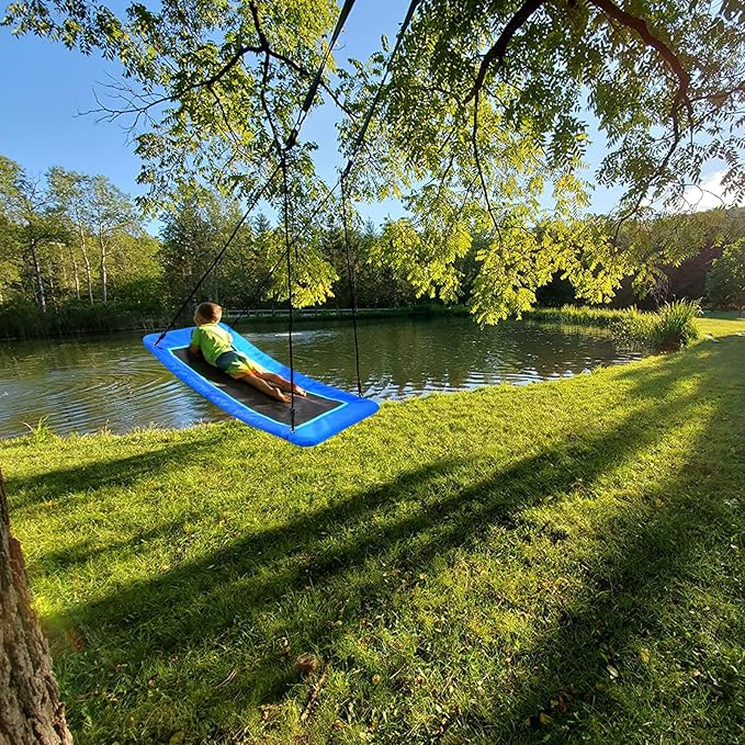 Trekassy 700lb Giant 60" Skycurve Platform Tree Swing for Kids and Adults with 2 Hanging Straps-Blue