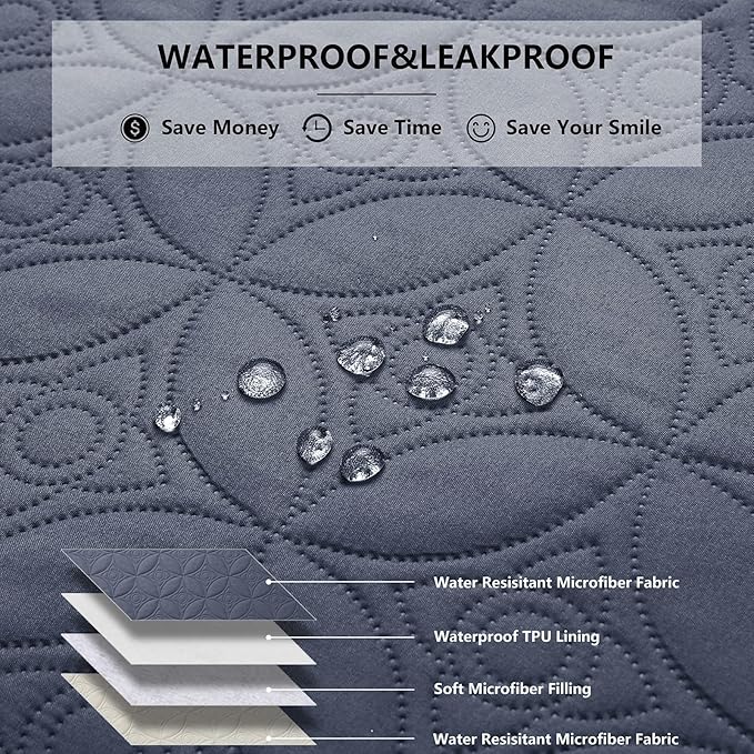 Waterproof Dog Blanket, 30x30 inches Small Pet Couch Covers for Sofa, Chair Bed Furniture Protector from Dogs Washable and Reversible-Blue+Cream