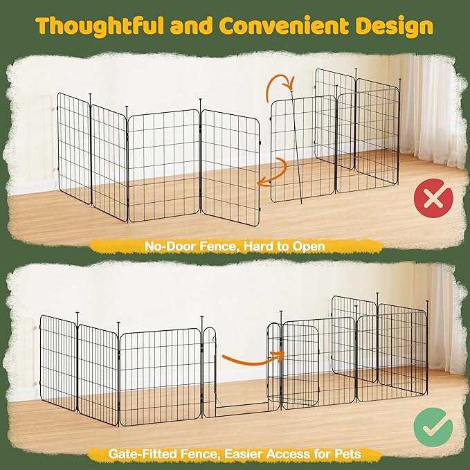 Yaheetech Expandable Dog Playpen, 16 Panel 24 inch Puppy Playpen with Door Indoor/Outdoor Pet Fence for Small Medium Dogs