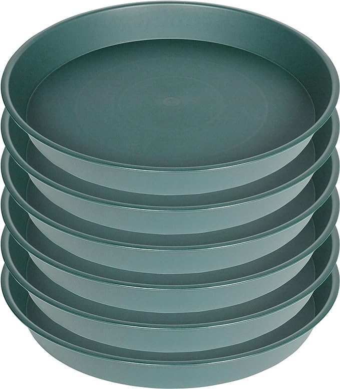 6 Pack of 7 inch Plant Saucer, Heavy Duty Plastic Plant Water Tray 7 inch Round, Flower Plant Saucers for Indoors No Holes, Plant Dishes Saucer for Planter 7"/8" (7", Green)
